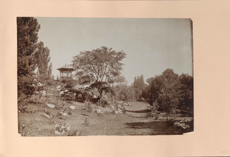 a Gerliczy-kastély parkja. A felvétel 1895-1899 között készült. A kép forrását kérjük így adja meg: Fortepan / Budapest Főváros Levéltára. Levéltári jelzet: HU.BFL.XV.19.d.1.11.212