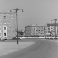 Népstadion (Puskás Ferenc stadion) toronyépülete, háttérben a Stefánia (Vorosilov) út házai az Egressy út sarkától.
