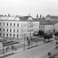 Piac utca - Zamenhof utca sarok környéke (Nagytemplomtól délre). Jobbra a MÁV Igazgatóság épülete.