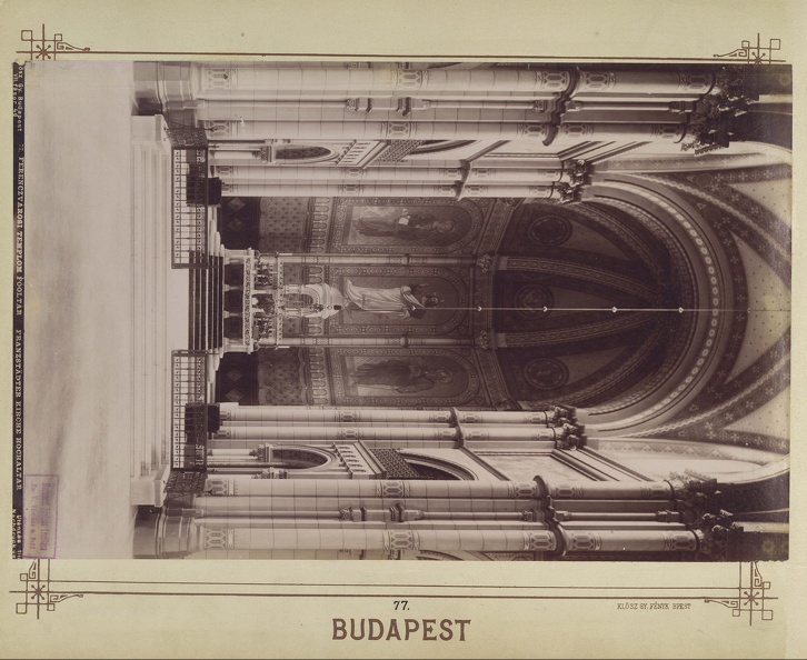 "Assisi Szent Ferenc-templom szentélye. A felvétel 1890 után készült." A kép forrását kérjük így adja meg: Fortepan / Budapest Főváros Levéltára. Levéltári jelzet: HU.BFL.XV.19.d.1.07.078