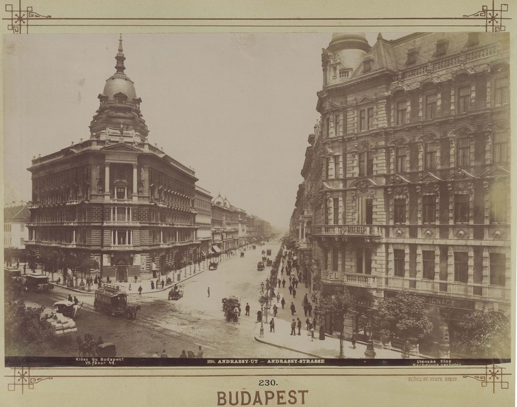 Bajcsy-Zsilinszky út (Váci körút) - Andrássy út sarok, balra a Foncière-palota. A felvétel 1890-1893 között készült. A kép forrását kérjük így adja meg: Fortepan / Budapest Főváros Levéltára. Levéltári jelzet: HU.BFL.XV.19.d.1.08.033