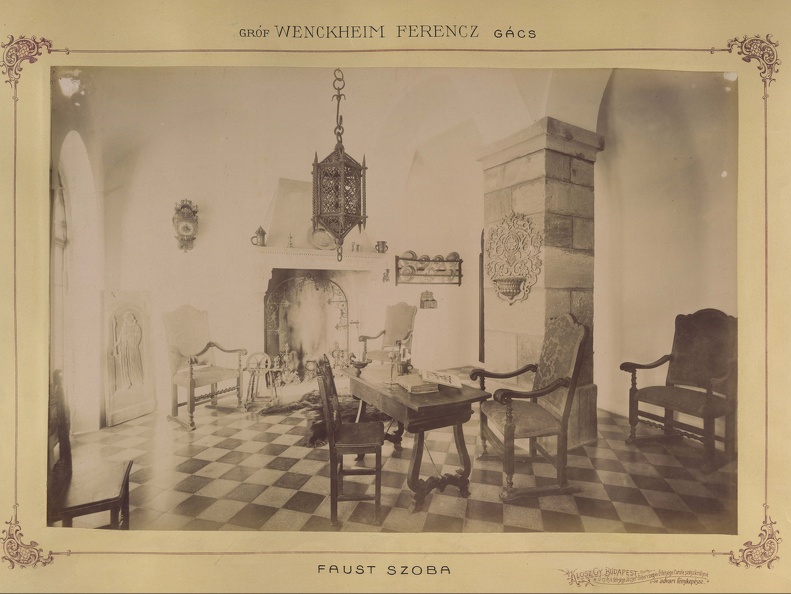 várkastély (ekkor Wenckheim Ferenc tulajdona), "Faust szoba". A felvétel 1898 után készült. A kép forrását kérjük így adja meg: Fortepan / Budapest Főváros Levéltára. Levéltári jelzet: HU.BFL.XV.19.d.1.12.086