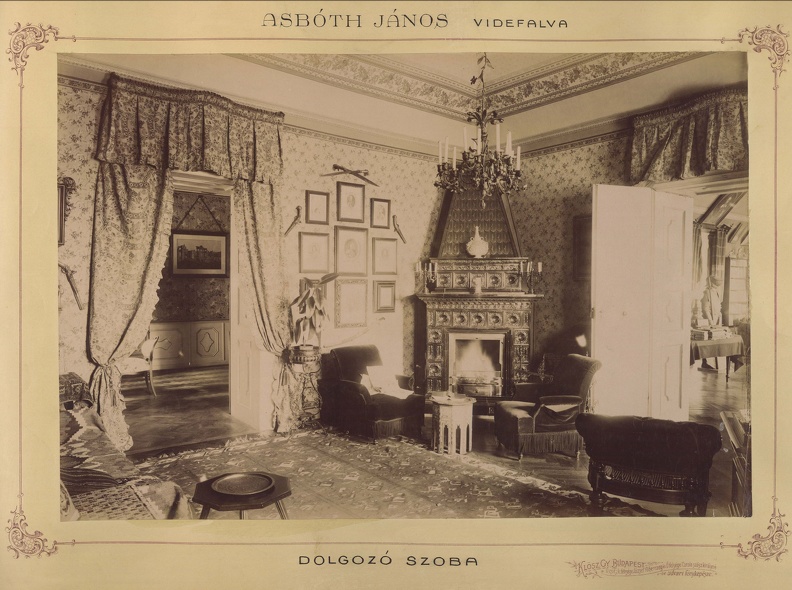 Asbóth János kastélyának dolgozószobája. A felvétel 1895-1899 között készült. A kép forrását kérjük így adja meg: Fortepan / Budapest Főváros Levéltára. Levéltári jelzet: HU.BFL.XV.19.d.1.12.124