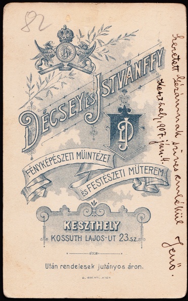 Kossuth Lajos út 23., Décsey és Istvánffy fényképészeti műintézete és festészeti műterme.