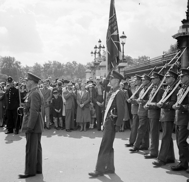 ünnepi felvonulás a Buckingham Palota előtt.