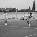 Szabó József utca, Millenáris sporttelep, Magyarország-Franciaország (2:3) Davis kupa európai zóna elődöntő teniszmérkőzés, Henri Bolelli és Marcel Bernard francia teniszpáros az edzésen.