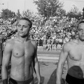 Hajós Alfréd Nemzeti Sportuszoda, Szilárd Zoltán és Kádas Géza úszók az FTC 50 éves jubileuma alkalmából rendezett versenyen.