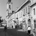 Dumtsa Jenő utca a Fő tér felé nézve, Blagovesztenszka görögkeleti templom.